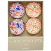 4pc LVD Miami Large Glass 13.5cm Fridge Magnet/Magnetic Decorative Round Set