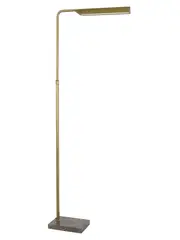 Coates LED Floor Lamp in Antique Brass with Brown Marble Base