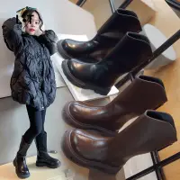 在飛比找蝦皮商城精選優惠-【LT】 韓國新款兒童長靴子 時尚素色氣質皮靴 韓版女童時髦