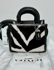 Coach Mini Rogue 12 Top Handle Bag in Haircalf With Zebra Print CM424