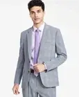 Hugo Boss Men's Modern Fit Med Gray Plaid Karl Superflex Suit Jacket 42L yno0824
