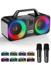 Karaoke Machine, Portable Bluetooth Speaker with 2 Wireless Microphones,Karao...