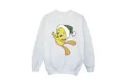 Looney Tunes Girls Tweety Christmas Hat Sweatshirt (White) - UTBI24899