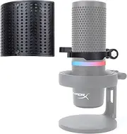 SUNMON Mic Pop Filter Windsrceen,Compatible with HyperX QuadCast2, Double Layered Wind Pop Screen with Flexible 360° Gooseneck Clip Stabilizing Arm