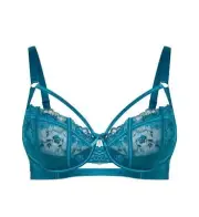 CITY CHIC Bra Size 16J / 38J Kristin Teal Strappy Sexy Lace Lingerie SOFT CUP S