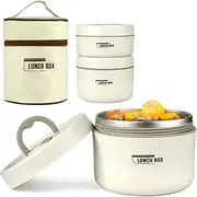 SENIURIS Portable Insulated Lunch Box Set for Kids and Adult, Food-Grade 304 Stainless Steel Lunch Containers with Thermal Bag.（2pcs）