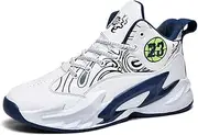 [ZENTAUR] Men's High Top Basketball Shoes Sports Shoes Anti Slip Rubber Sole Breathable Mesh Upper Basketball Boots(White1,34 EU)