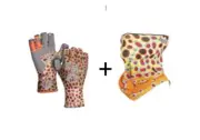 Fish Monkey Fishing Sun Glove and Face Sheild Comb Brown Trout MED SPF 50+|A6