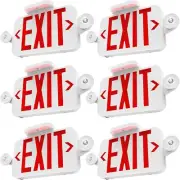 6 Pack LED Exit Sign With Emergency Lights, Red, Two Mini Adjustable Lights, 94V