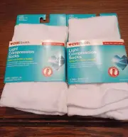 CVS Light Compression Unisex Socks Over-the-Calf White Size L/XL 2 Pairs UNISEX