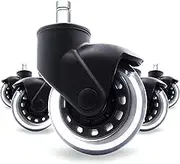 BF BRIGHTFIELD Office Chair Caster Wheels Set of 5 Swivel Vertical Axle Heavy Duty & Safe for All Floors Including Hardwood 3" Rubber Replacement for Desk Floor Mats