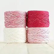 Gradient Baby Blanket Kit | Baby Bloom Yarn | 4 Balls of Gradient Yarn, 50% Cotton and 50% Viscose Yarn | Pattern Included for Knitting | Revolution Fibers (Rose Dust Red)
