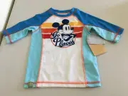 NWT Disney Store Mickey Mouse Rash Guard Top Swim Shirt Boy UPF 50+ 5/6,7/8