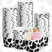 50 Pcs 9 oz Cow Ice Cream Cups Disposable Bowls Bulk Paper Soup Cups Cow Prin...