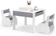 HONEY JOY Kids Table and Chairs Set, 4-in-1 Wooden Activity Table and 2 Chair...