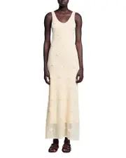 Sandro Fish Net Sleeveless Maxi Dress