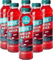BODIE’Z Optimum 30g Whey Protein Water - Pre-Mixed Protein Powder Drink Less than 1g Sugar Fat and Carbs, 11 Vitamins and Minerals, Supplement for Lean Muscle Growth and Recovery, 500ml Berry 6 Pack