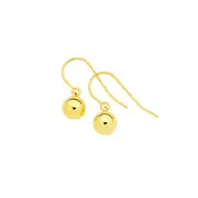 9ct Gold 6mm Ball Hook Drop Earrings