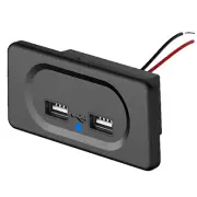 12V-24V 3.1A Dual USB Port Car Truck Fast Charger Socket Power Outlet Blue LED