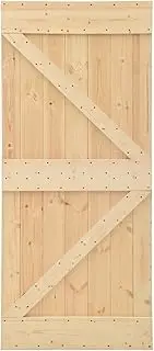 vidaXL Natural Solid Pine Wood Sliding Door Set with Hardware Kit, 80x210 cm, Stable, Durable, Easy to Install, Customizable Design, Max Load Capacity 80 kg