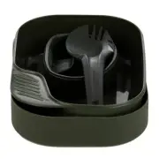 4pc Wildo Camp-A-Box Kit Light Utensils/Bowl/Plate/Cup Camping/Hiking Set Olive