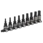 Hex Key Socket Bit Set 9pc 3/8"Sq Drive Metric Black AK7986 Sealey New