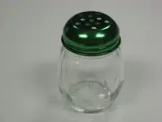Clear Glass Swirl Ribs Parmesan Cheese Shakers Green Lid (96 Count)