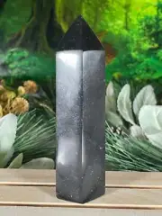 Tower - Black Tourmaline Jasper Natural Stone Quartz Crystal Obelisk Point - 434