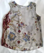 NWT Citron Santa Monica Sz M Floral Sheer Rayon Silk Sleeveless Blouse Tank Top