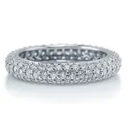 Sterling Silver .925 CZ 2 Row Promise Eternity Wedding Band Ring Size 4-10