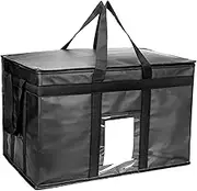 XXXL Large Insulated Collapsible Cooler Bags with Zipper Closure, Reusable Grocery Shopping Bags Keep Food Hot or Cold,Ideal for Catering,Grocery Transport,23 x 15 x 14 inches,Heavy Duty (Black)