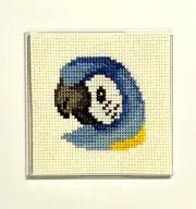 Framed Completed Finished Cross Stitch~Macaw Bird~Clear Magnetic Frame