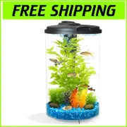Impact-Resistant 3-Gallon 360 Fish Tank with Colorful LED Lighting & Filter