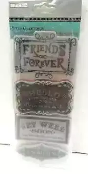 TPC Studio Retro Greetings Rubber Cling Stamps Friends Forever, Hello, Get Well