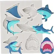 QDMOLDS Ocean Shark Fondant Mold Sea Animal Silicone Molds for Cake Decorating Cupcake Topper Candy Chocolate Polymer Clay Gum Paste