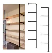 Industrial Wall Mount Iron Pipe Shelf, 5 Shelves Shelving Bracket Black Vinta...