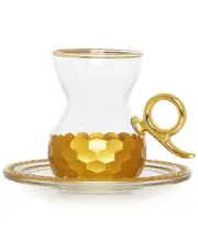 Alice Pazkus Set of 6 3.1In Tea Glasses And Saucers