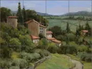 Ceramic Tile Backsplash Mural Crowe Tuscan Olive Landscape Art JAC076