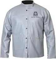 KameLo Flame Retardant Lightweight Pigskin Leather Welding Protection Jacket with Velcro + Snap Button Enclosure for Men KC Certified (W121)