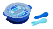 3pc Marcus & Marcus Toddler First Bowl/Cutlery Set Self Feeding Hippo Blue 12m+