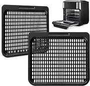Air Fryer Cooking Tray for Instant Vortex Plus10 Qt, 2 PCS Food Grade Nonstick Replacement Rack Parts Grill Pan Crisper Plate for PowerXL Chefman Innsky CROWNFUL 10.6Qt Air Fryer Oven, Dishwasher Safe
