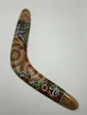 Australian Aboriginal Art Hand Painted Wood Souvenir Boomerang Length