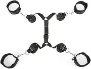 Lovehoney Bondage Boutique Bound to Please Restraint Kit - 4 Under the Mattress Full Body Restraint Set - 4 Adjustable Velcro Cuffs - Black