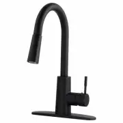 Black High Arc Single Handle Faucet with Pull Down Sprayer by Tehila