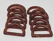 10 VTG Glitter Plastic Faux Wood Grain Texture 1-1/2" Dee Macrame Craft Rings