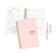 Undated Planner Book with Fountain Ink Pen, To-Do List, Weekly Planner Pink