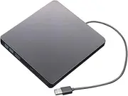 USB3.0 External CD Player 12.7mm Tray Type Ultra Slim DVD-RW Optical Drive Recorder for Computer Laptop PC(Black)