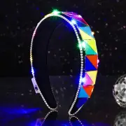 Colorful Light Up Rave Headbands Glow LED Mirror Hair Band Nightclub Party Co...