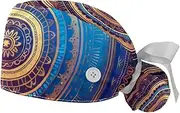 [YTYVAGT] 2-Pc,Gourd-Shaped Working Cap,Fisherman Hat with Buttons and Cotton Sweatband,Retro Abstract Art Pattern