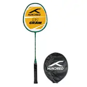HUNDRED Powertek 200 PRO Strung Badminton Racquet with Head Cover (Green, Size: Standard, Grip: G5)